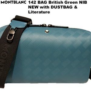 MONTBLANC 142 LEATHER BAG WOMENS Green/Aqua/Turquoise NEW CROSSBODY #MB132313